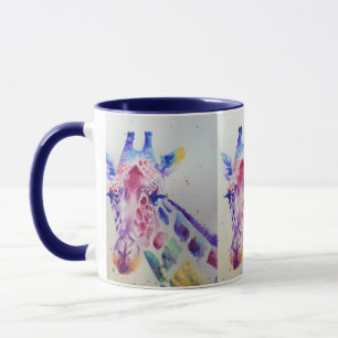 Färgfull Giraffe Animal Watercolor Art Design 2 Mugg