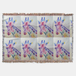 Färgfull giraffe (djur) Vattenfärg Art Throw Matta Filt