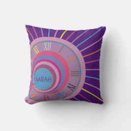 Färgfull Girly Söt Linjer Roman Numerals Clock Kudde