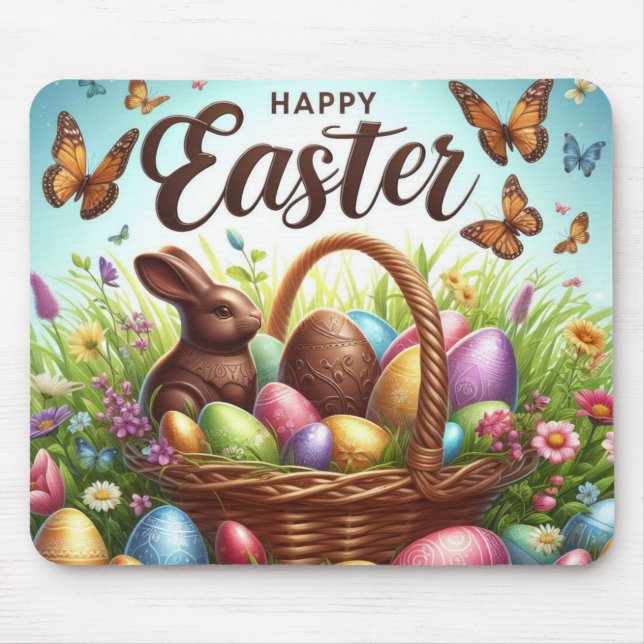 Färgfull, Glad påsk basket med ägg Musmatta (Framsidan)