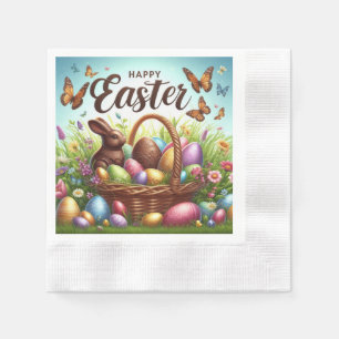 Färgfull, Glad påsk basket med ägg Pappersservett