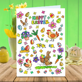 Färgfull Glad påsk hälsning Kort