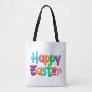 Färgfull Glad påsk-typografi Tote Bag Tygkasse