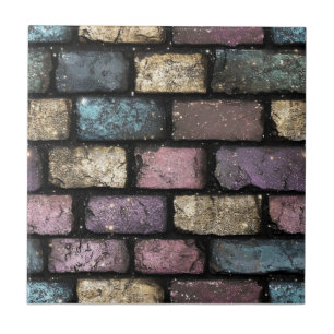 Färgfull Glitter Brick Mönster Kakelplatta
