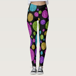Färgfull Glitter Dots Trådlösa Charger Leggings