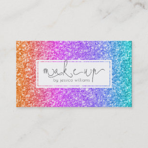 Färgfull Glitter Makeup-typografi Visitkort