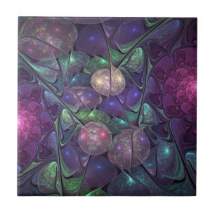 Färgfull glitter Modern Abstrakt Fractal Art Kakelplatta