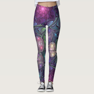 Färgfull glitter Modern Abstrakt Fractal Art Leggings