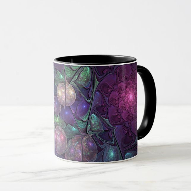 Färgfull glitter Modern Abstrakt Fractal Art Mugg (Framsida höger)