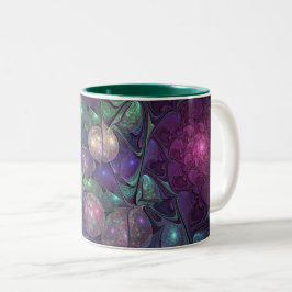 Färgfull glitter Modern Abstrakt Fractal Art Två-Tonad Mugg
