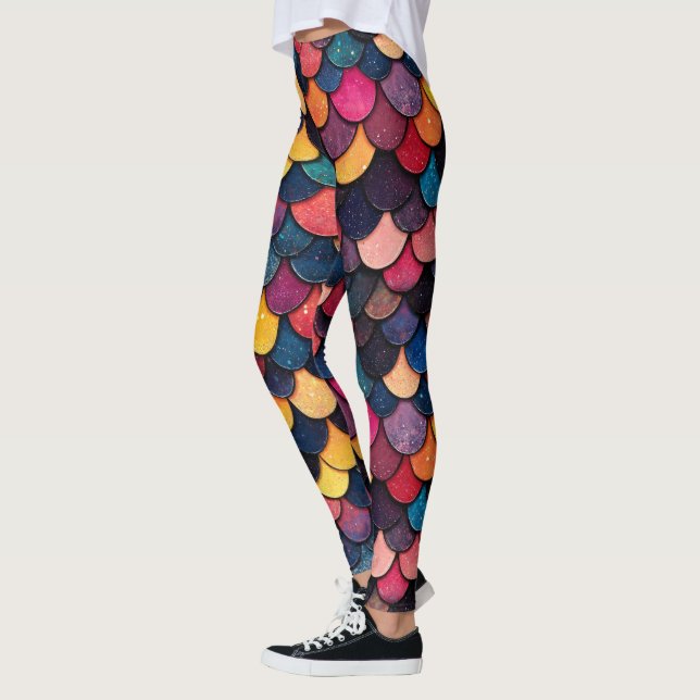 Färgfull Glitter  Mönster Leggings (Vänster)