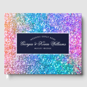 Färgfull Glitter Mönster & Mörk blått Gästböcker