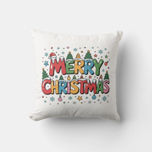 Färgfull God jul Kids Tecknad Dekorativ kudde