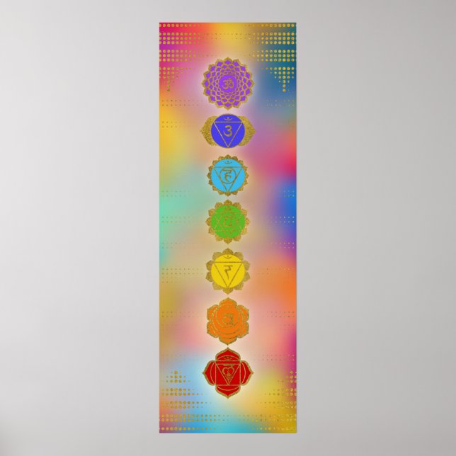 Färgfull Golden Chakras-sammansättning Poster (Framsidan)