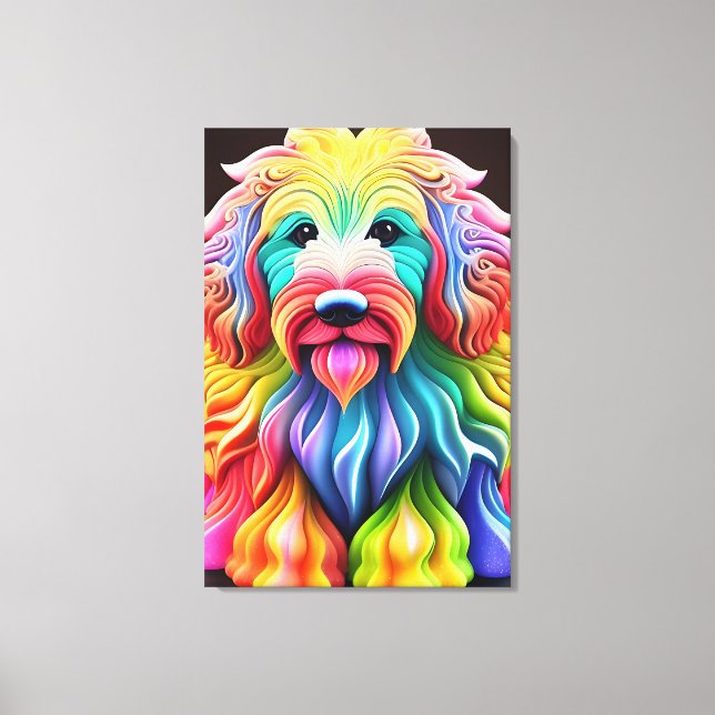 "Färgfull Goldendoodle-Abstrakt Vibrant design Canvastryck (Framsida)