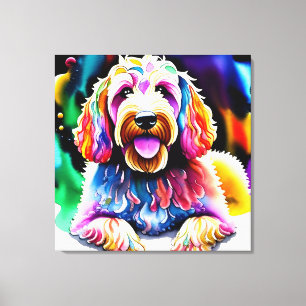 Färgfull Goldendoodle Sketch Wrapped Canvas