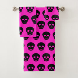 Färgfull Goth Black Shock rosa Skull Mönster Brigh