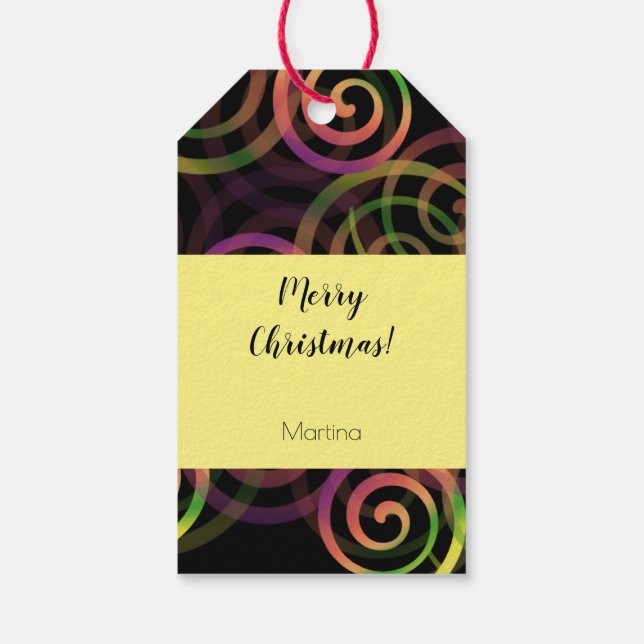 Färgfull gotin Rainbow jul Mönster Presentetikett (Baksidan)