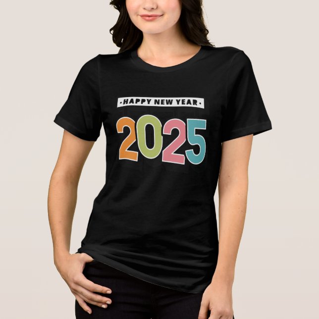 Färgfull Gott nytt år 2025 T Shirt (Framsida)