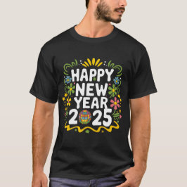 Färgfull Gott nytt år 2025 Typografi Art T Shirt