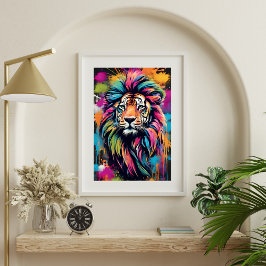 Färgfull graffiti Tiger Art Modern Wall Poster