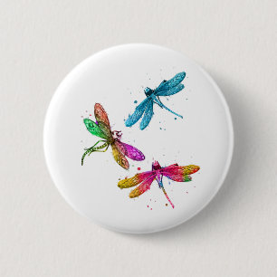 Färgfull grafik Mönster Dragonfly Funny Flygande Knapp