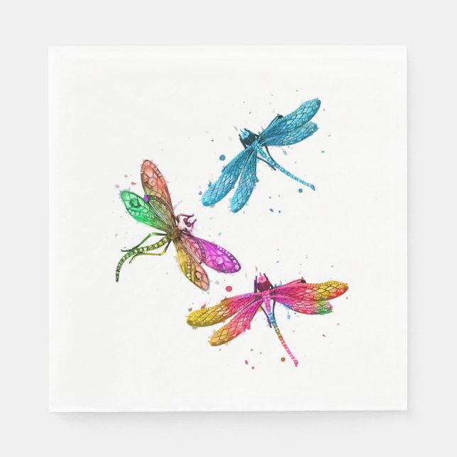 Färgfull grafik Mönster Dragonfly Funny Flygande Pappersservett (Framsidan)
