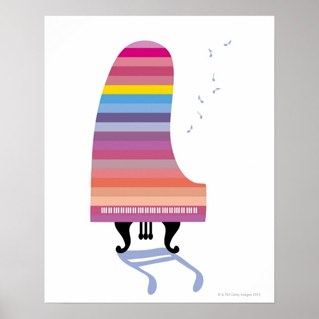 Färgfull Grand Piano Poster (Framsidan)