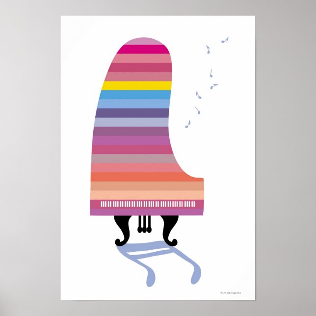 Färgfull Grand Piano Poster (Framsidan)