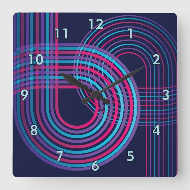 Färgfull Grand-Prix Tävling-spår Fyrkantig Klocka (Framsida)