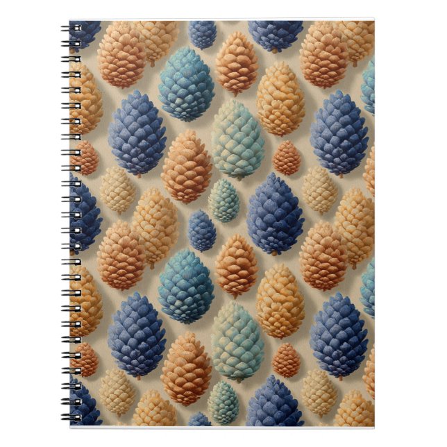 Färgfull Gräs Cones Winter Mönster Anteckningsbok (Framsidan)