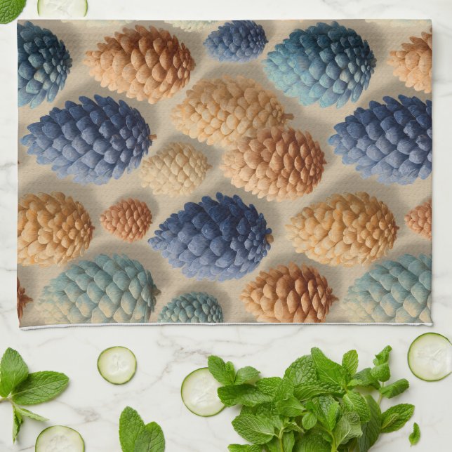 Färgfull Gräs Cones Winter Mönster Kökshandduk (Vikta)