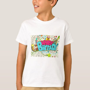 Färgfull Grattis på födelsedagen-dörr med Party In T Shirt