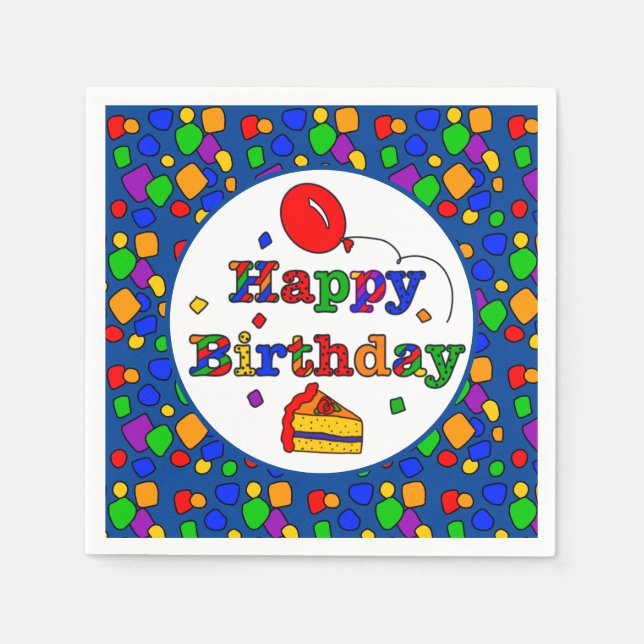 Färgfull Grattis på födelsedagen Pappersservett (Framsidan)