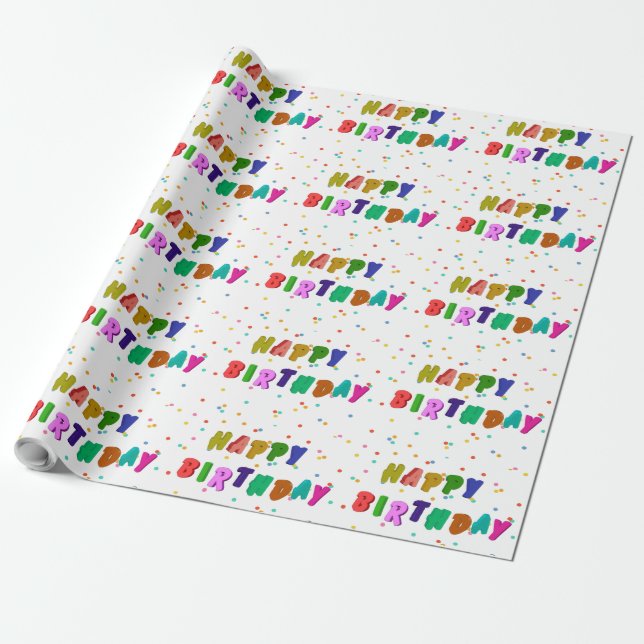 Färgfull Grattis på födelsedagen Party Presentpapper (Utrullad)