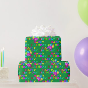 Färgfull Grattis på födelsedagen-text med bubblor Presentpapper