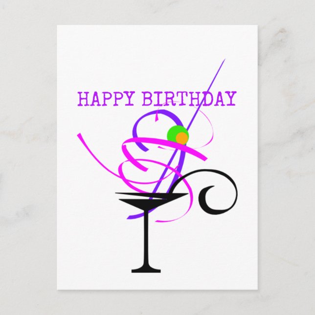 Färgfull Grattis på födelsedagen Vykort (Framsida)