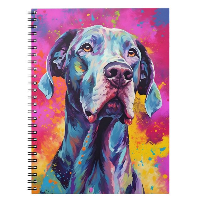 Färgfull Great dane Anteckningsbok (Framsidan)