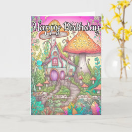 Färgfull groddning Mushroom Hut Illustration Kort