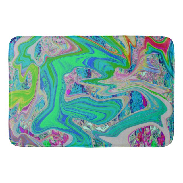 Färgfull grön Abstrakt i limmet Retro Liquid Art Badrumsmatta (Framsidan)