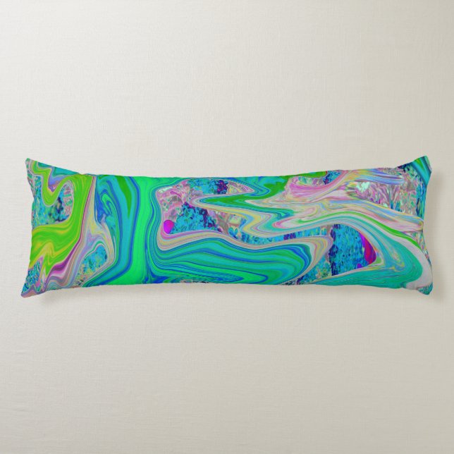 Färgfull grön Abstrakt i limmet Retro Liquid Art Kroppskudde (Framsidan)