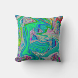 Färgfull grön Abstrakt i limmet Retro Liquid Art Kudde