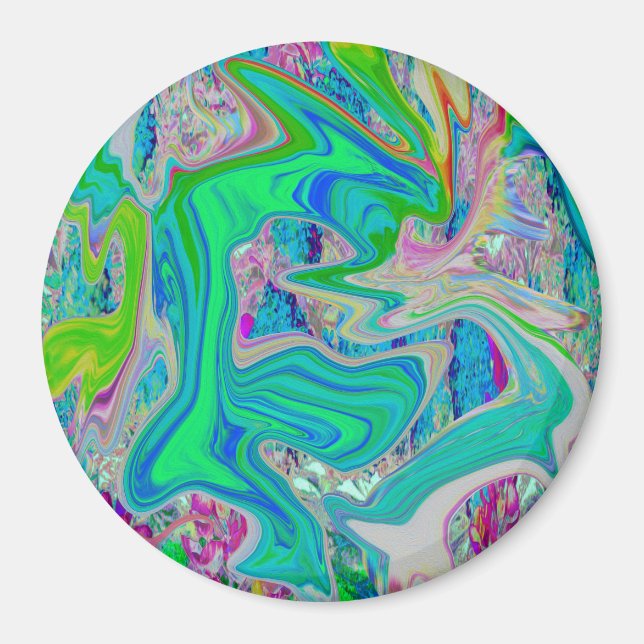 Färgfull grön Abstrakt i limmet Retro Liquid Art Magnet (Framsidan)