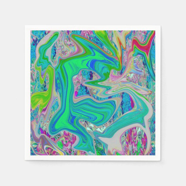 Färgfull grön Abstrakt i limmet Retro Liquid Art Pappersservett (Framsidan)