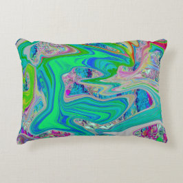 Färgfull grön Abstrakt i limmet Retro Liquid Art Prydnadskudde