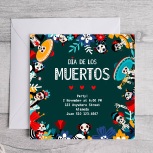 Färgfull Grönt Dia de los Muertos Circle of Life Inbjudningar
