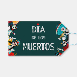 Färgfull Grönt Dia de los Muertos Circle of Life Presentetikett