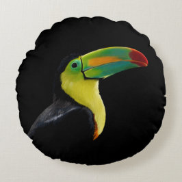 Färgfull Grönt för Tropical Black Gult Toucan Rund Kudde