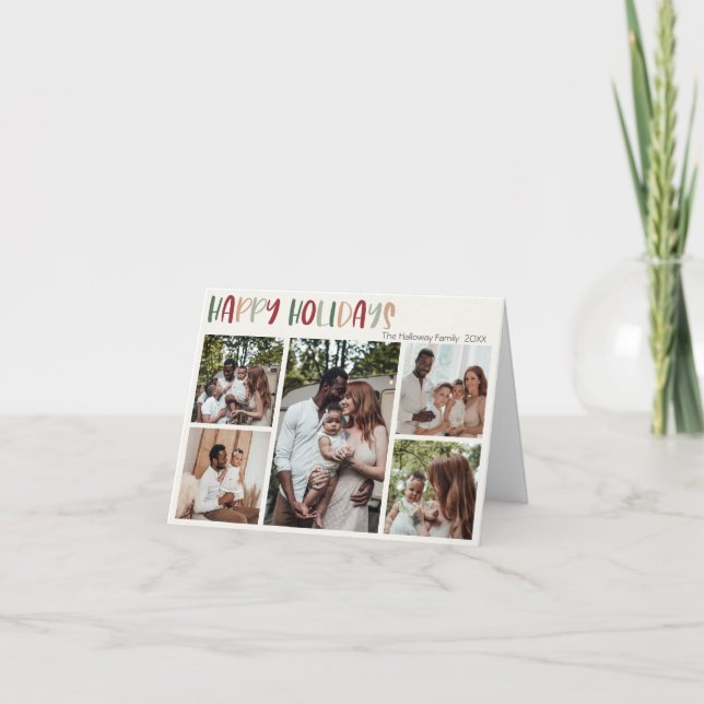 Färgfull Grönt Glad helg med mappat fem foto (Framsida)