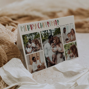 Färgfull Grönt Jul, 5 foto, vikt Helgkort